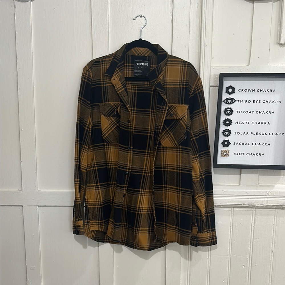 Fox Men's Casual Black and Yellow Checkered Shirt